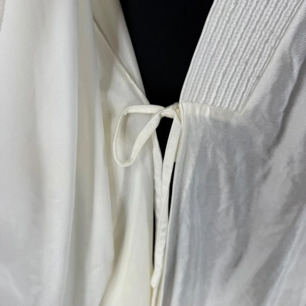 Vintage Montgomery Ward Ivory Satin Robe Long Peignoir Belted Bridal Lingerie